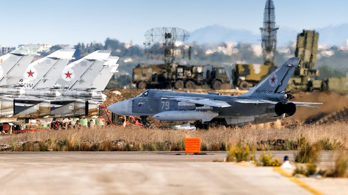 مقاتلات روسية في قاعدة حميميم في سوريا (وزارة الدفاع الروسية) مقاتلات روسية في قاعدة حميميم في سوريا (وزارة الدفاع الروسية)