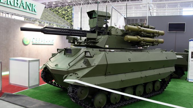المنصة القتالية الموجهة عن بعد الروسية "أوران-9" خلال فعاليات المنتدى العسكري التقني ARMY-2016 في 5 أيلول/سبتمبر 2016 (Vitaly V. Kuzmin – ويكيبيديا) المنصة القتالية الموجهة عن بعد الروسية "أوران-9" خلال فعاليات المنتدى العسكري التقني ARMY-2016 في 5 أيلول/سبتمبر 2016 (Vitaly V. Kuzmin – ويكيبيديا)