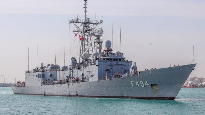 فرقاطة TCG GÖKÇEADA التركية تصل إلى ميناء الدوحة في 28 كانون الثاني/ يناير فرقاطة تركية