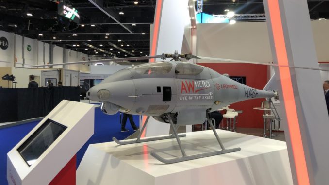 طائرة AW HERO من إنتاج شركة ليوناردو خلال عرضها في UMEX 2020 (شركة ليوناردو) طائرة AW HERO من إنتاج شركة ليوناردو خلال عرضها في UMEX 2020