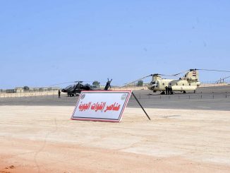 مروحيات تابعة لسلاح الجو المصري متمركزة في قاعدة "محمد نجيب" التي تم افتتاحها في تموز/يوليو الماضي
