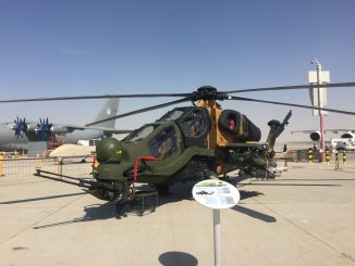 مروحية "تي-129 أتاك" التركية في معرض دبي للطيران 2017 (صورة خاصة)