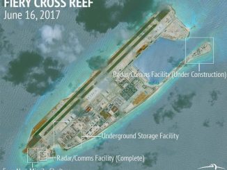 منشآت بإحدى جزر الصين الإصطناعية ببحر الصين الجنوبي نشرتها مبادرة الشفافية البحرية لآسيا التابعة لمركز واشنطن للدراسات الإستراتيجية والدولية في 16 حزيران/يونيو الماضي (رويترز)