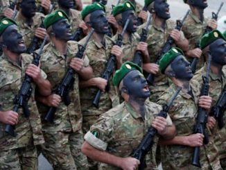 عناصر من الجيش اللبناني خلال الإحتفال بمناسبة مرور 74 عام على إستقلال لبنان في وسط بيروت (رويترز)
