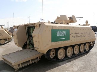 مركبة عسكرية تم تطويرها بمحتوى محلي خلال معرض "أفد 2018" (تويتر)