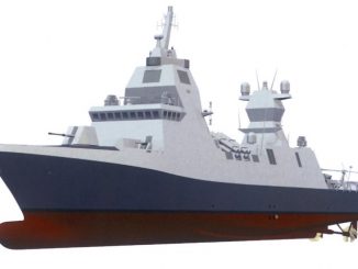 نموذج مصوّر عن سفينة "ساعر 6" الحربية التي ستحصل عليها البحرية الإسرائيلية من ألمانيا (شركة تايسن كروب)