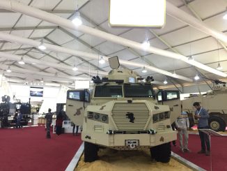 مركبة "الوحش" العسكري الأردنية في جناح مجموعة "كادبي" الاستثمارية خلال فعاليات معرض "سوفكس 2018" (الأمن والدفاع العربي)