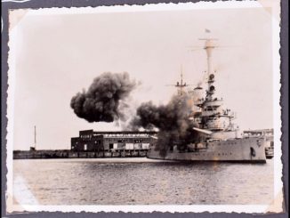 أول قذيفة أطلقت خلال الحرب العالمية الثانية من سفينة حربية ألمانية تجاه بولندا