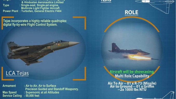 رسم لمقاتلة Tejas MK-1 الهندية من صفحة سلاح الجو الهندي مقاتلة هندية